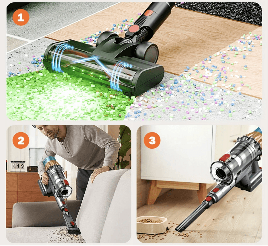 COTIAR V22 Odkurzacz Bezprzewodowy 650W 55kPa, LED Wyświetlacz, 1.2L – Podłogi, Dywany, Zwierzęta